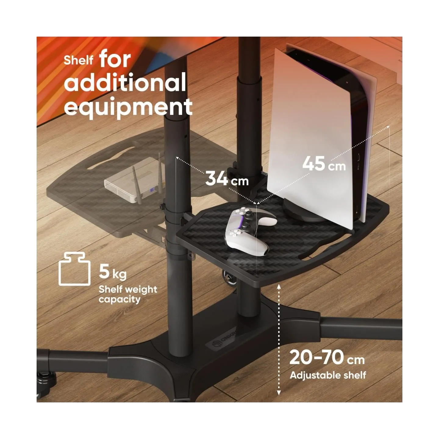 Onkron Mobile TV Stand Rolling TV Cart for 40 to 65 Inch LCD LED TV Screens, Black