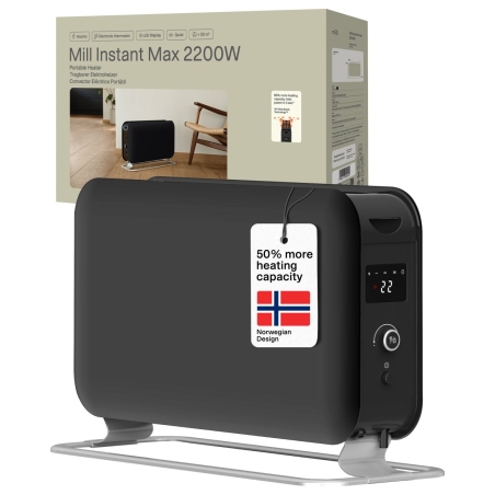 Mill Instant Max Led Portable Convection heater, 2200 W, Black