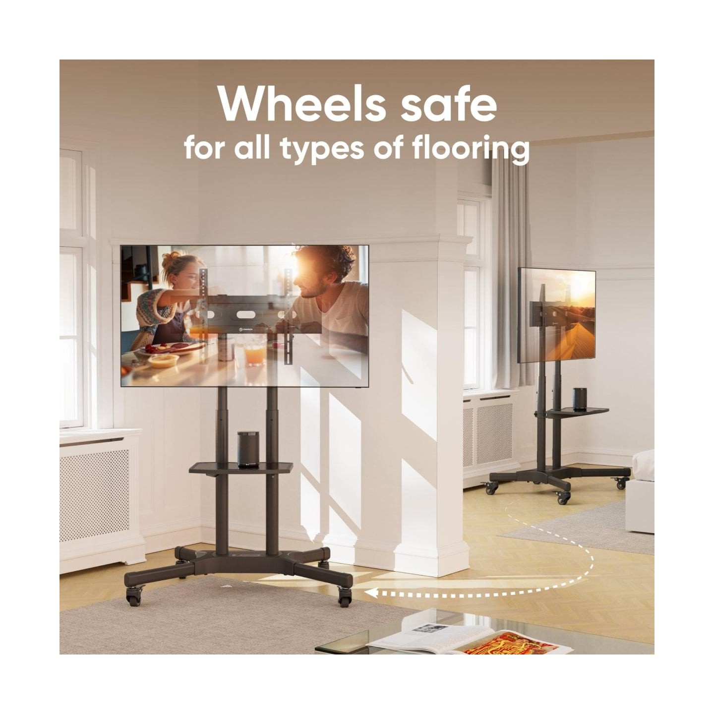 Onkron Mobile TV Stand Rolling TV Cart for 40 to 65 Inch LCD LED TV Screens, Black