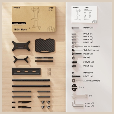 Onkron TV SET ACC MOBILE STAND/32-65"/BLACK TS1351-B ONKRON