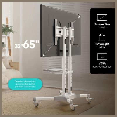 Onkron TV SET ACC MOBILE STAND/32-65"/WHITE TS1351-W ONKRON