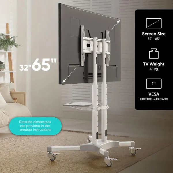 Onkron TV SET ACC MOBILE STAND/32-65"/WHITE TS1351-W ONKRON