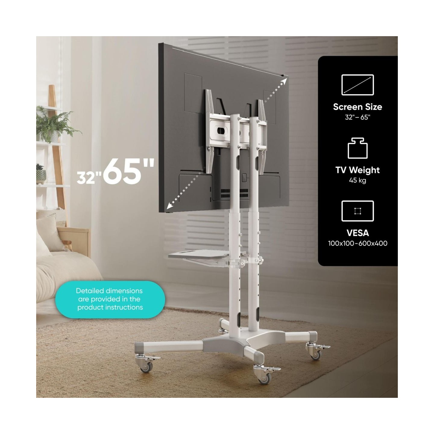 Onkron TV SET ACC MOBILE STAND/32-65"/WHITE TS1351-W ONKRON