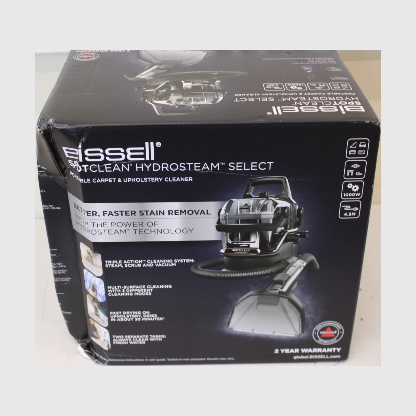 Bissell SpotClean HydroSteam Select | Bissell Portable Carpet and Upholstery Cleaner | SpotClean HydroSteam Select | Corded oper