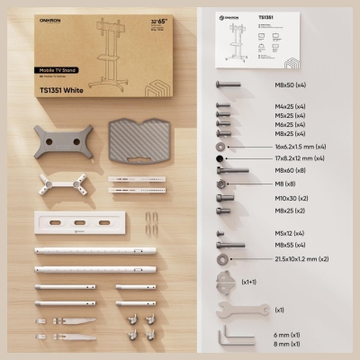 Onkron TV SET ACC MOBILE STAND/32-65"/WHITE TS1351-W ONKRON