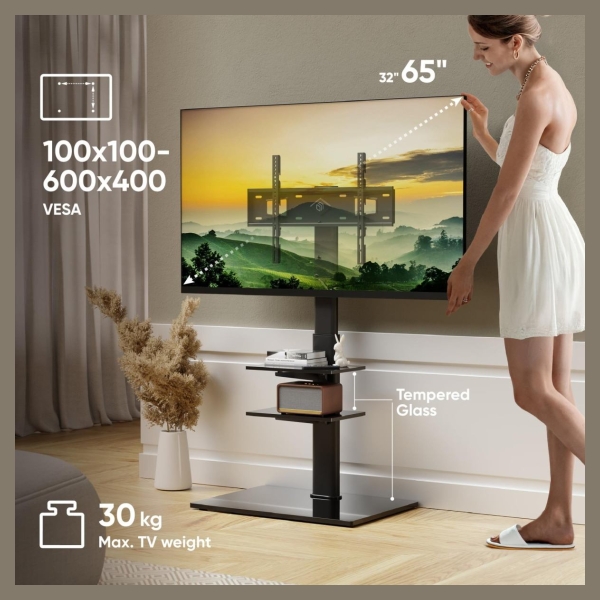 Onkron TV SET ACC FLOOR STAND /32-65"/BLACK TS5550-B ONKRON
