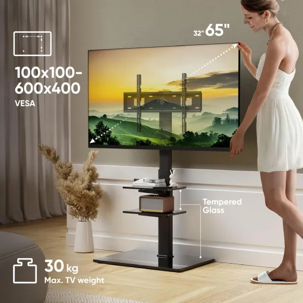 Onkron TV SET ACC FLOOR STAND /32-65"/BLACK TS5550-B ONKRON