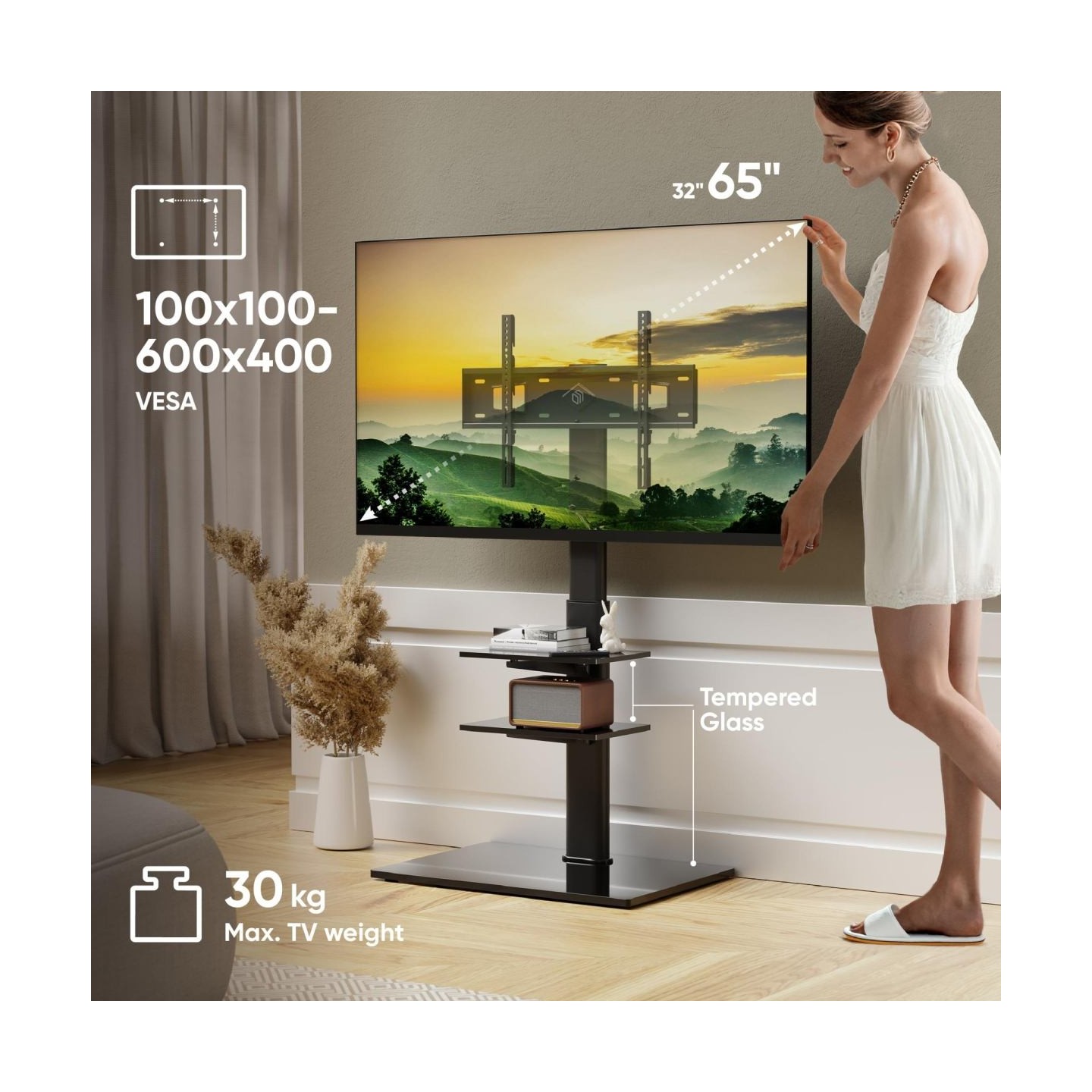 Onkron TV SET ACC FLOOR STAND /32-65"/BLACK TS5550-B ONKRON