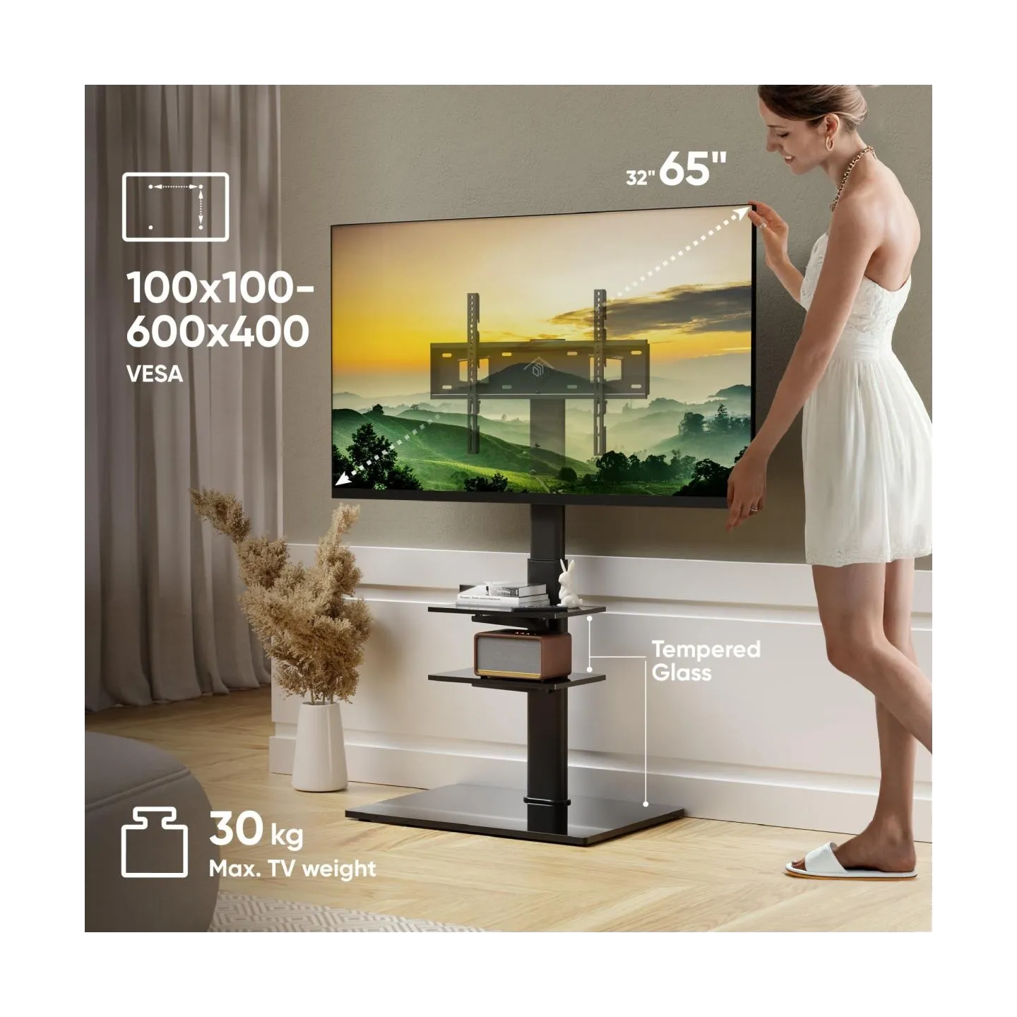 Onkron TV SET ACC FLOOR STAND /32-65"/BLACK TS5550-B ONKRON