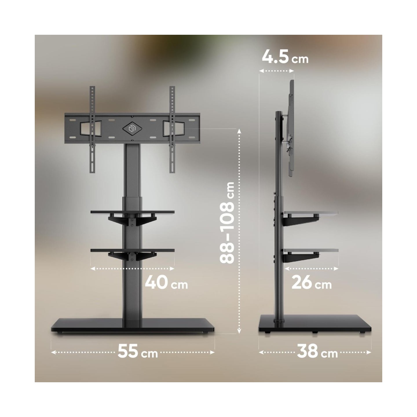 Onkron TV SET ACC FLOOR STAND /32-65"/BLACK TS5550-B ONKRON