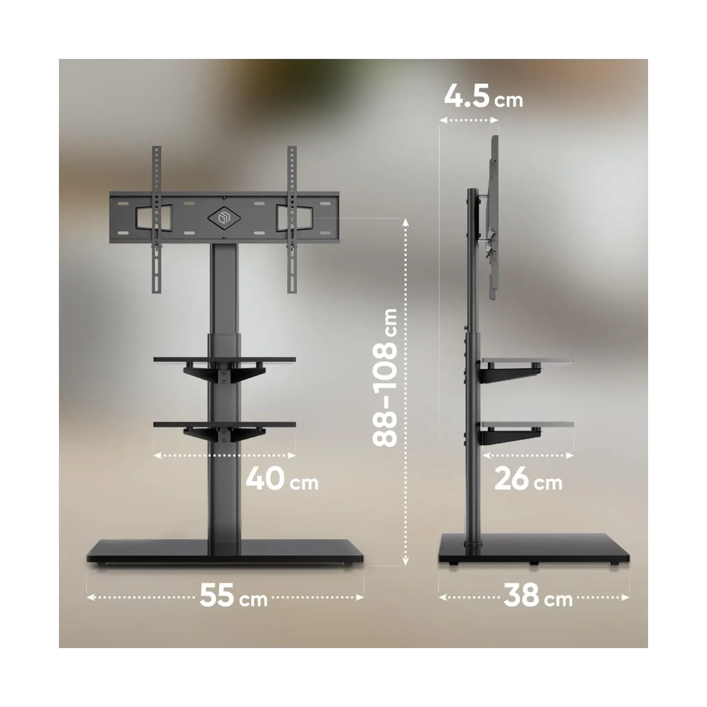 Onkron TV SET ACC FLOOR STAND /32-65"/BLACK TS5550-B ONKRON