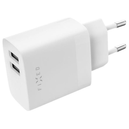 Fixed Dual USB Travel Charger 17W, White | Fixed