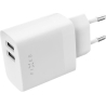 Fixed Dual USB Travel Charger 17W, White | Fixed