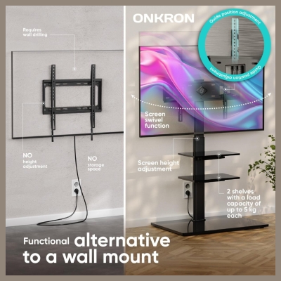 Onkron TV SET ACC FLOOR STAND /32-65"/BLACK TS5550-B ONKRON
