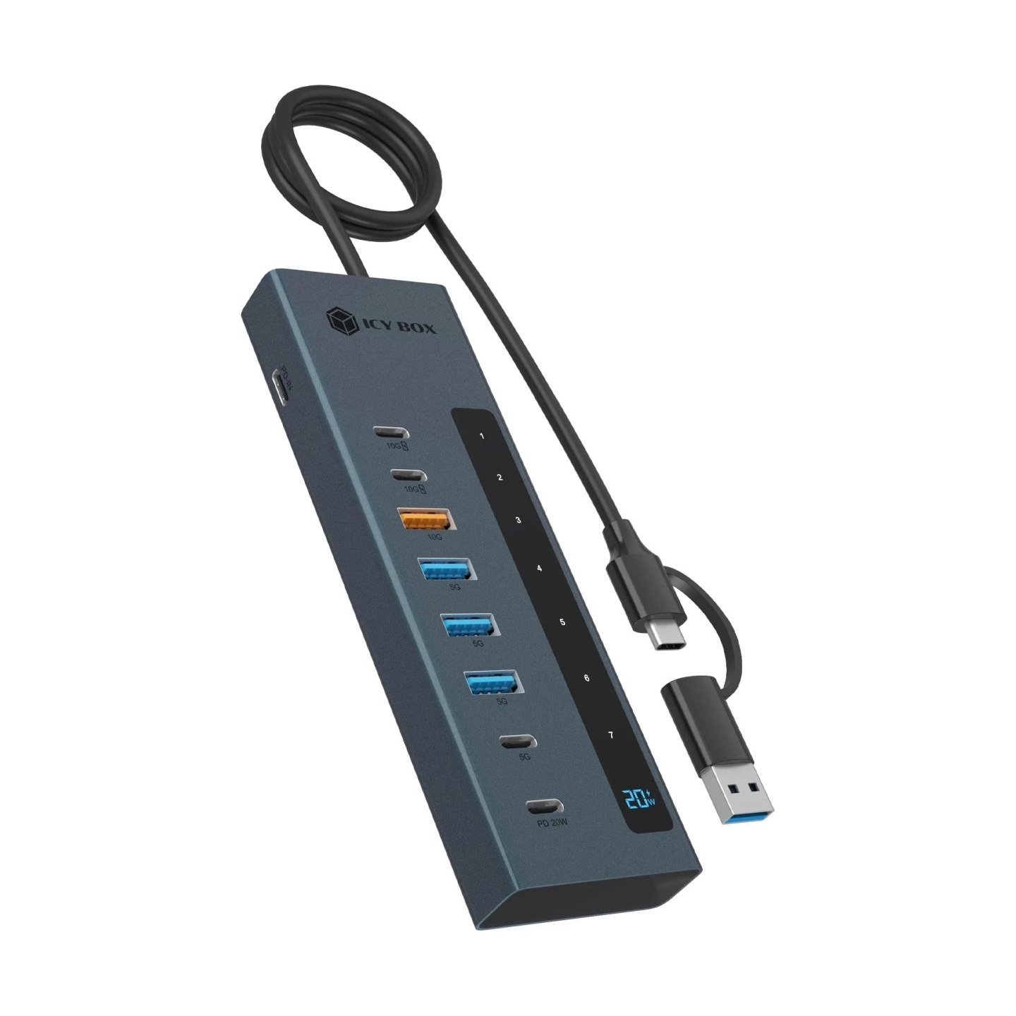 Raidsonic 9-in-1 hub with Power Delivery and Type-C/Type-A host connection | IB-HUB1743-CPD