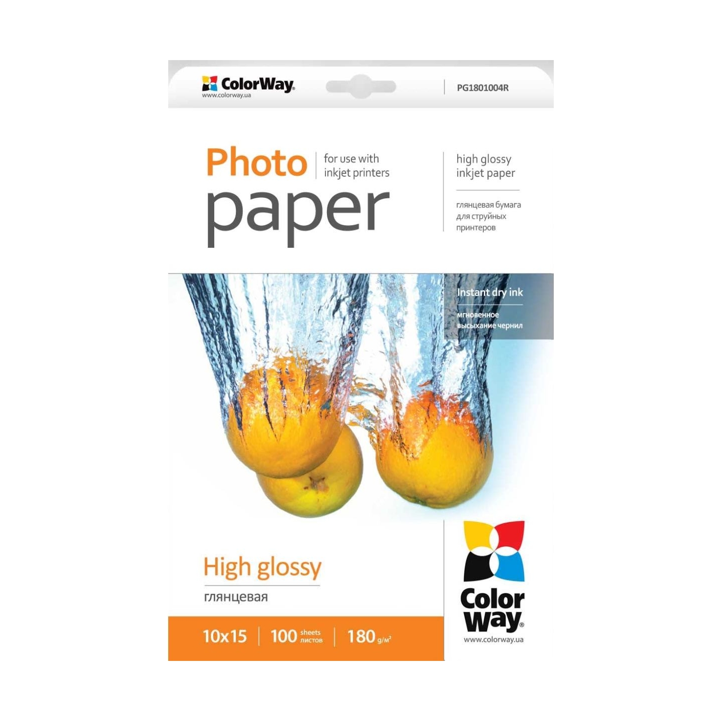 Colorway Photo Paper 100 pc. | PG1801004R | Glossy | 180 g/m² | 10 x 15 cm
