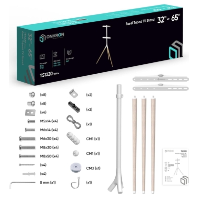 Onkron TV SET ACC FLOOR STAND /32-65"/WHITE TS1220-W ONKRON