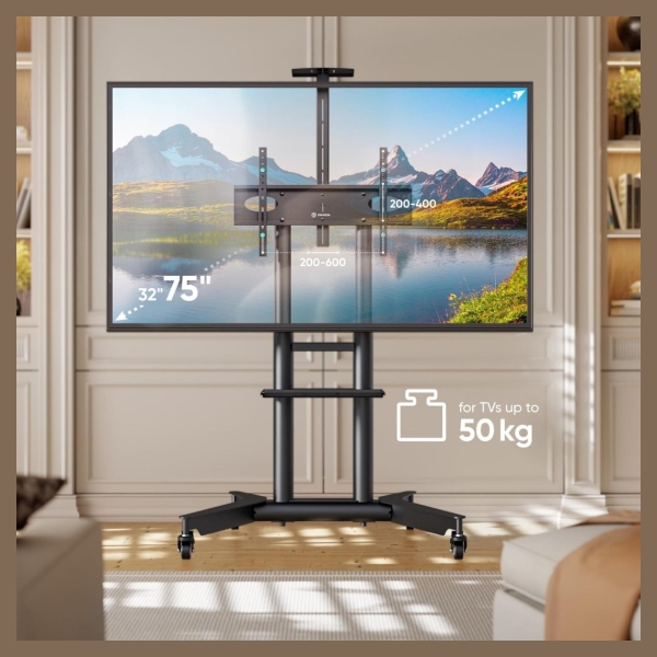 Onkron Mobile TV stand for 32"-75" up to 50 kg, black