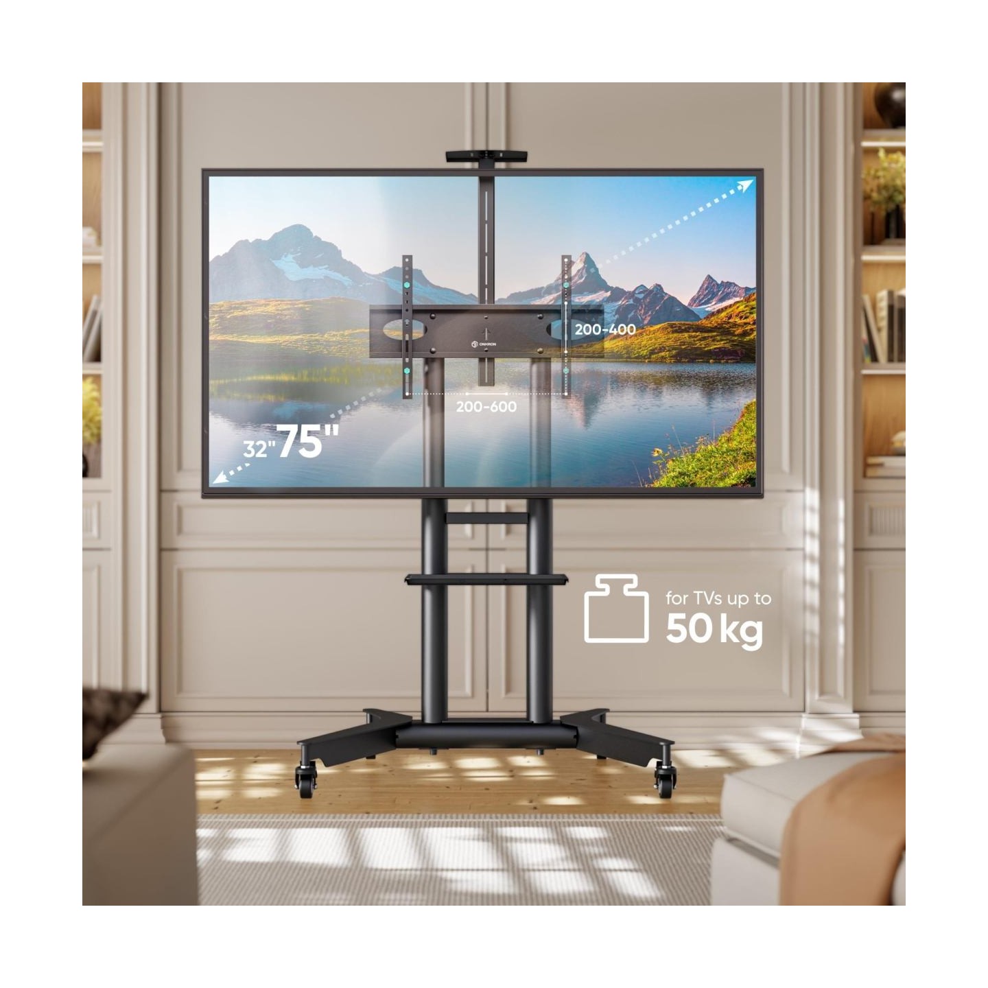 Onkron Mobile TV stand for 32"-75" up to 50 kg, black