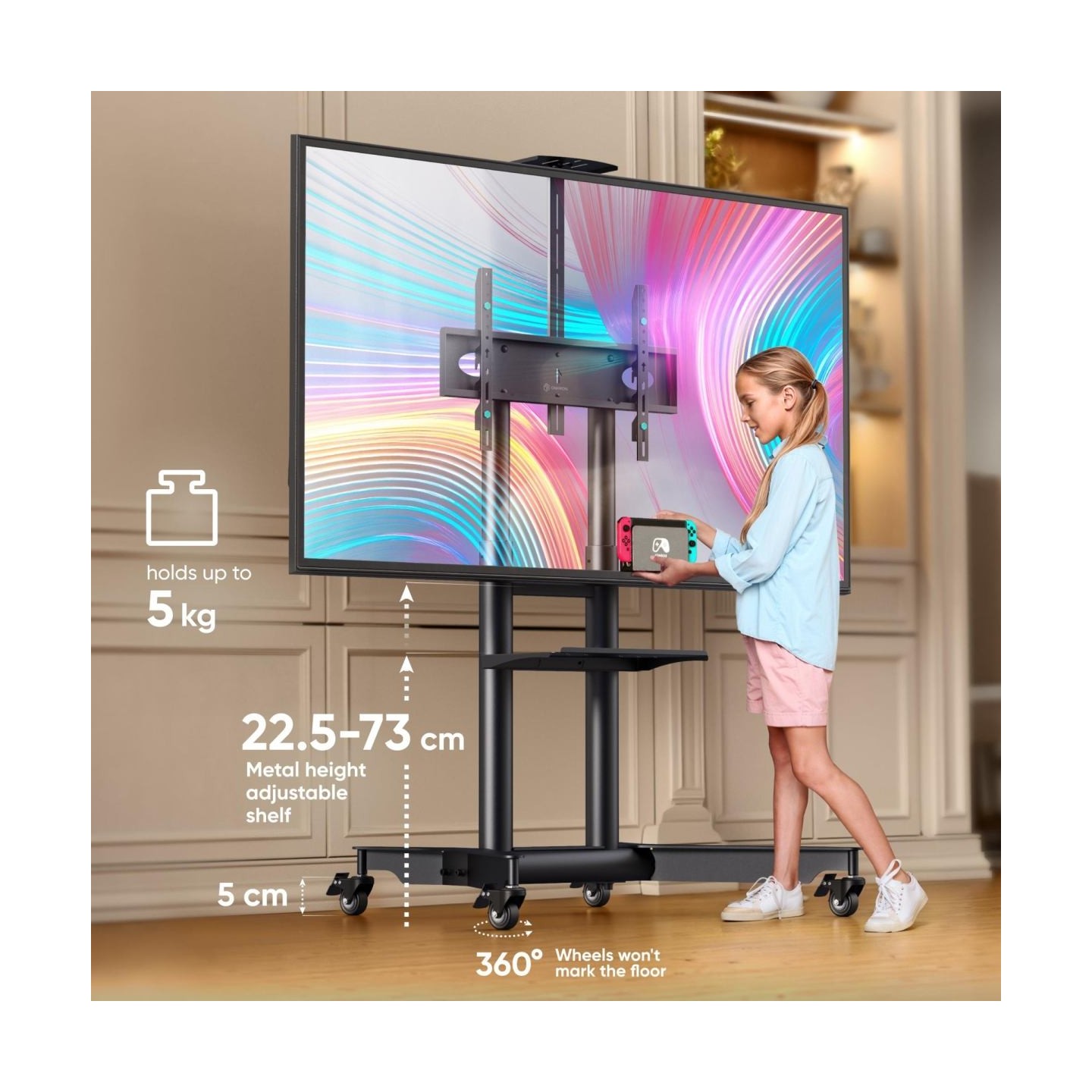 Onkron Mobile TV stand for 32"-75" up to 50 kg, black