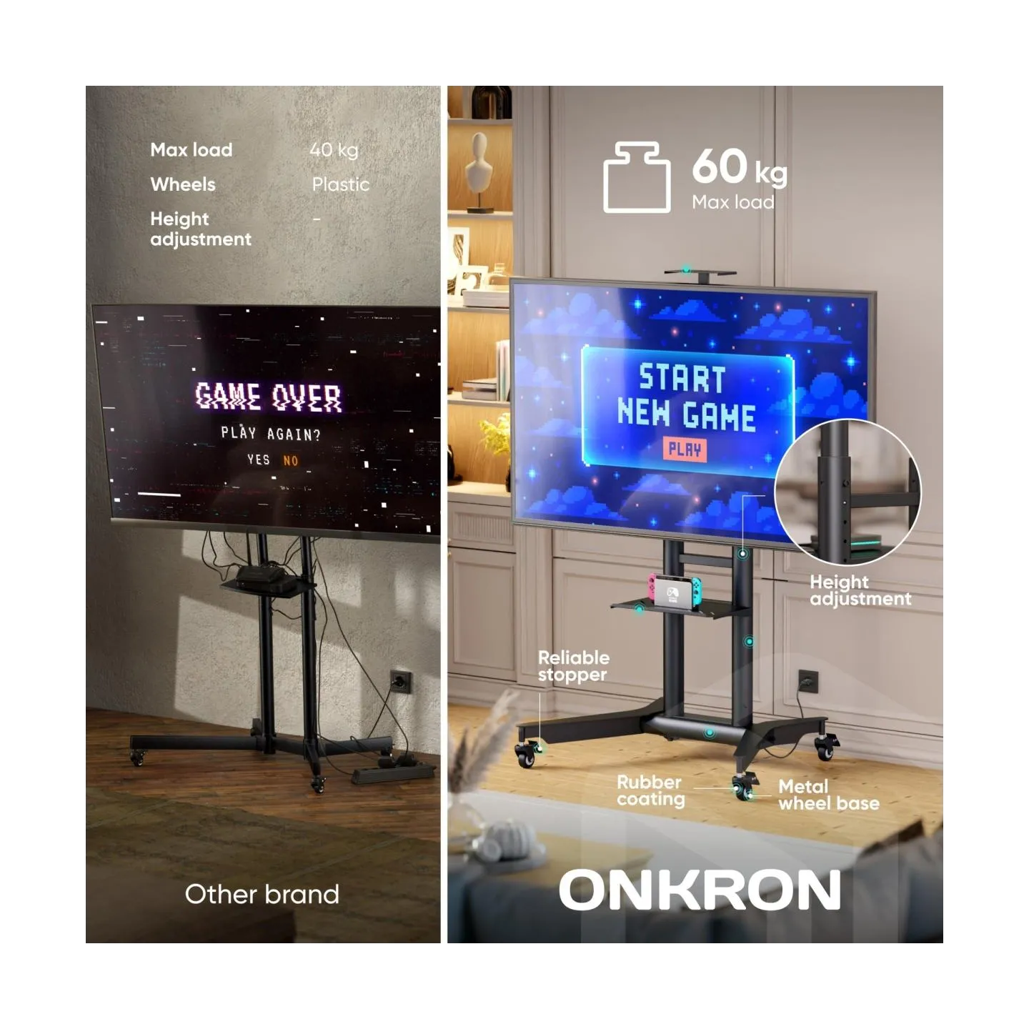 Onkron TV SET ACC MOBILE STAND/32-75"/BLACK TS1571-B ONKRON