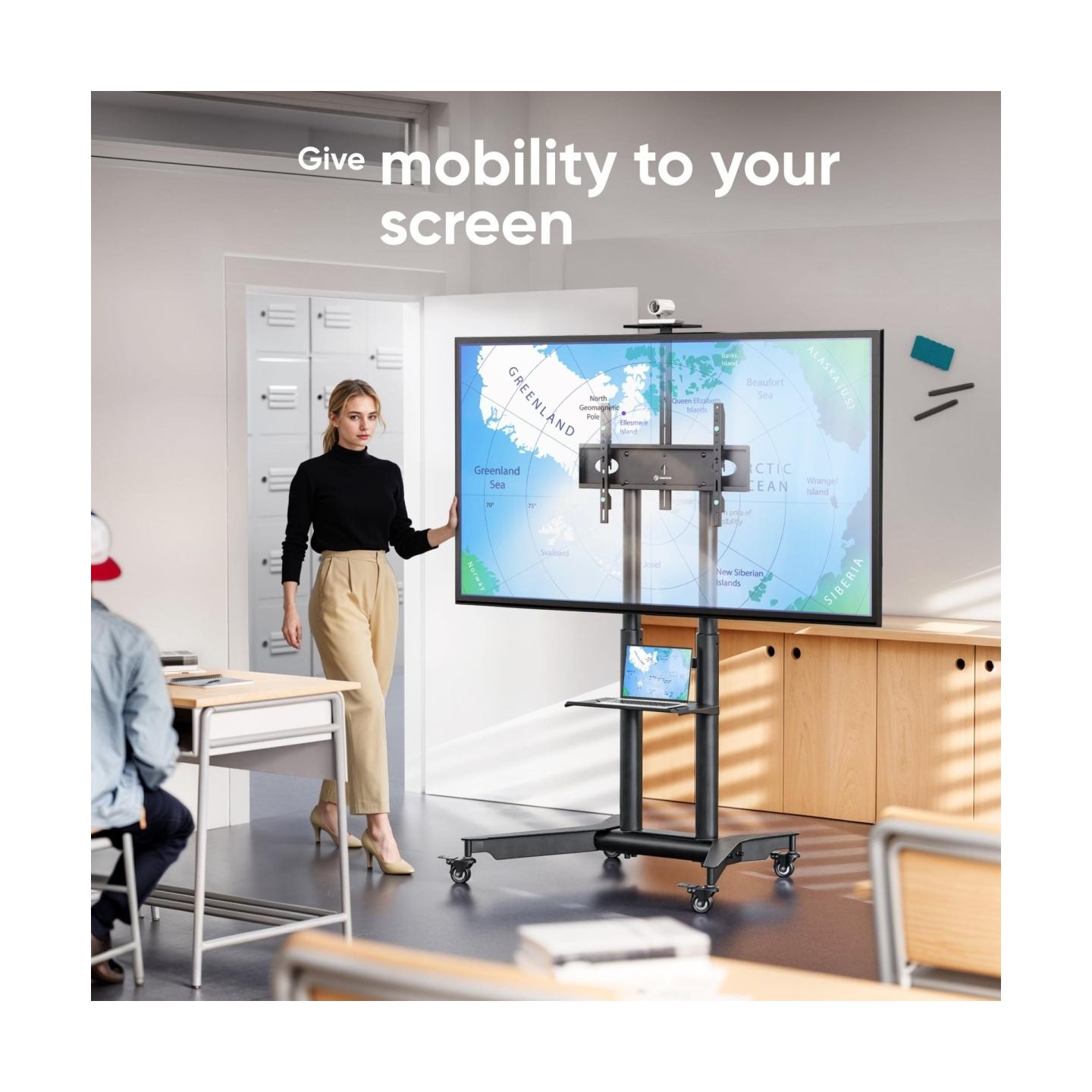 Onkron Mobile TV stand for 32"-75" up to 50 kg, black