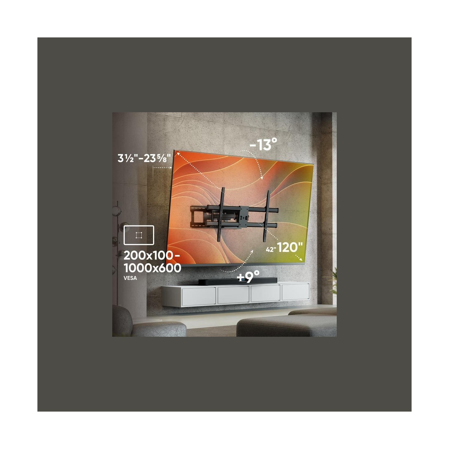Onkron TV SET ACC WALL MOUNT/42-120"/BLACK M10-B ONKRON