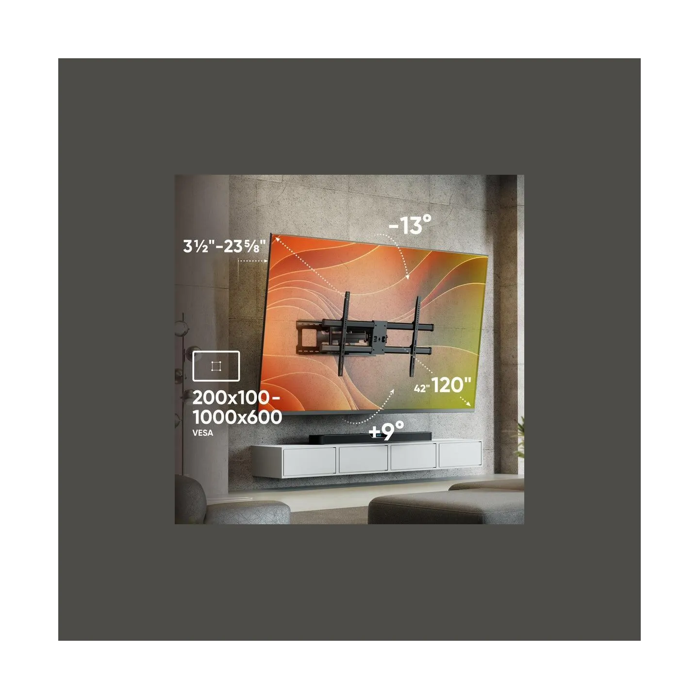 Onkron TV SET ACC WALL MOUNT/42-120"/BLACK M10-B ONKRON