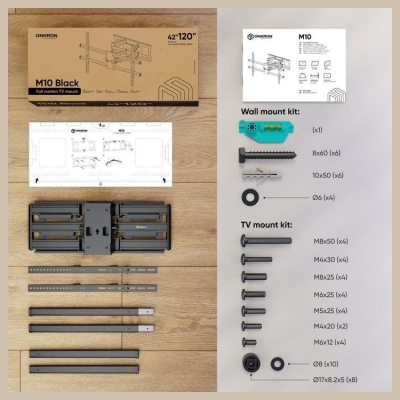 Onkron TV SET ACC WALL MOUNT/42-120"/BLACK M10-B ONKRON