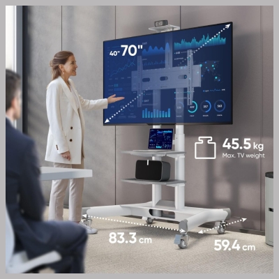 Onkron TV SET ACC MOBILE STAND/40-70"/WHITE TS1552-W ONKRON