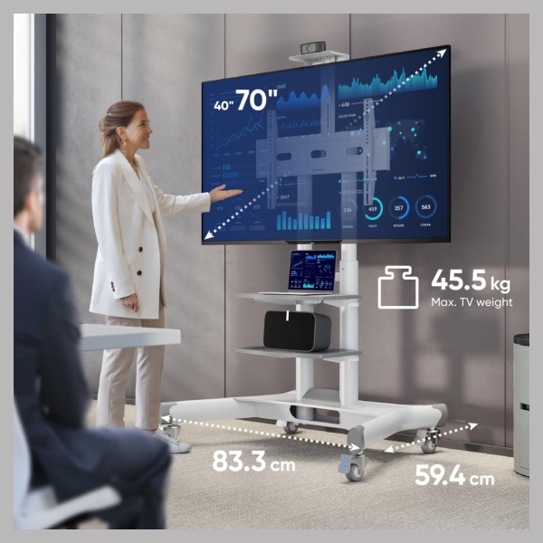 Onkron TV SET ACC MOBILE STAND/40-70"/WHITE TS1552-W ONKRON