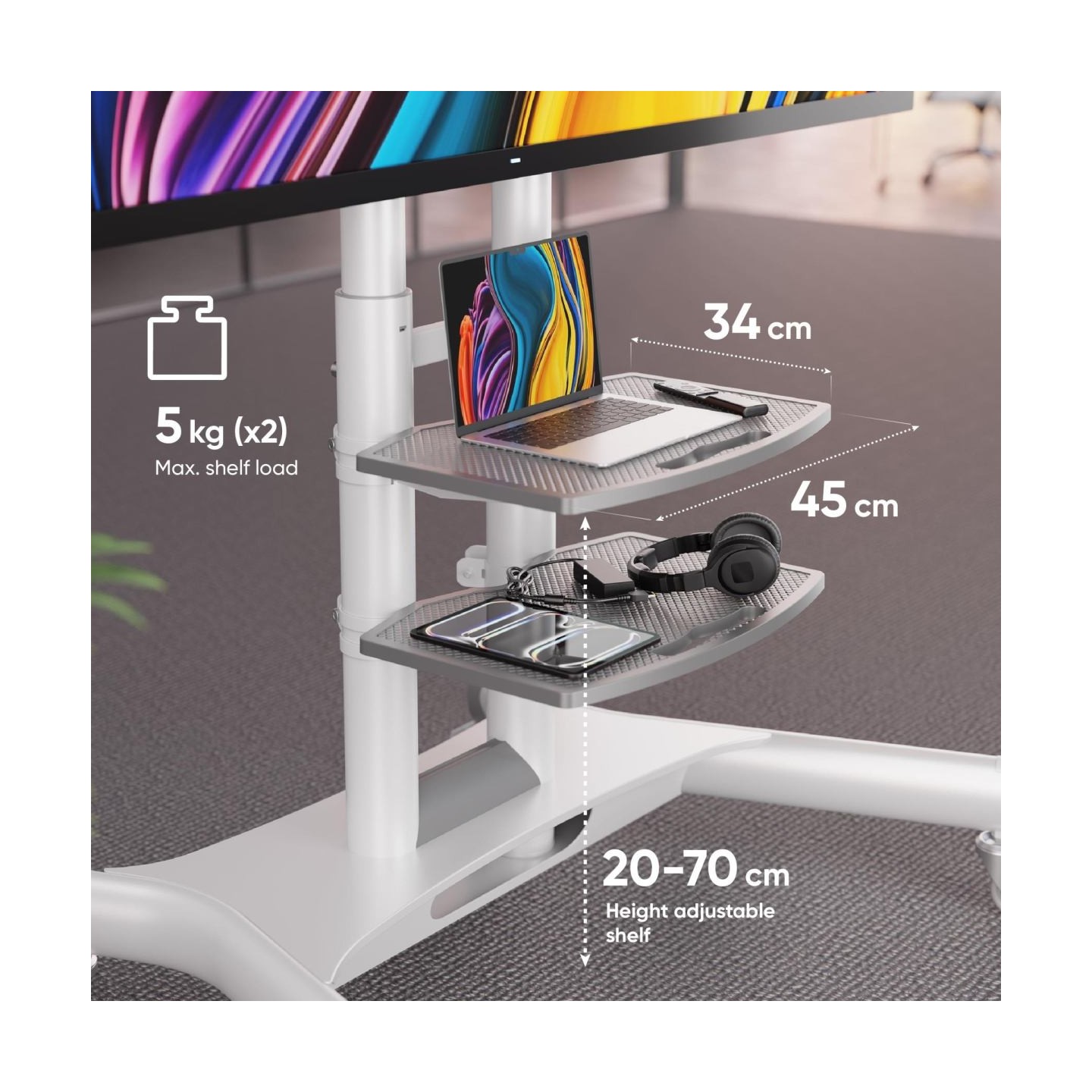 Onkron TV SET ACC MOBILE STAND/40-70"/WHITE TS1552-W ONKRON