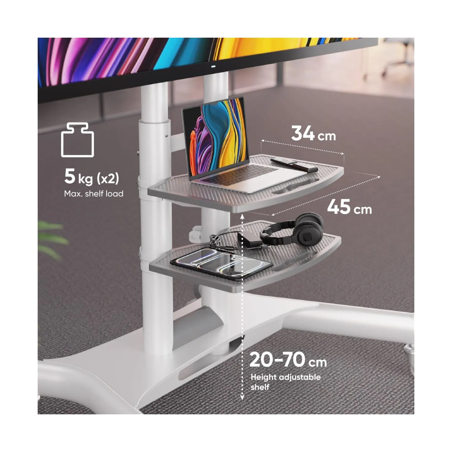 Onkron TV SET ACC MOBILE STAND/40-70"/WHITE TS1552-W ONKRON