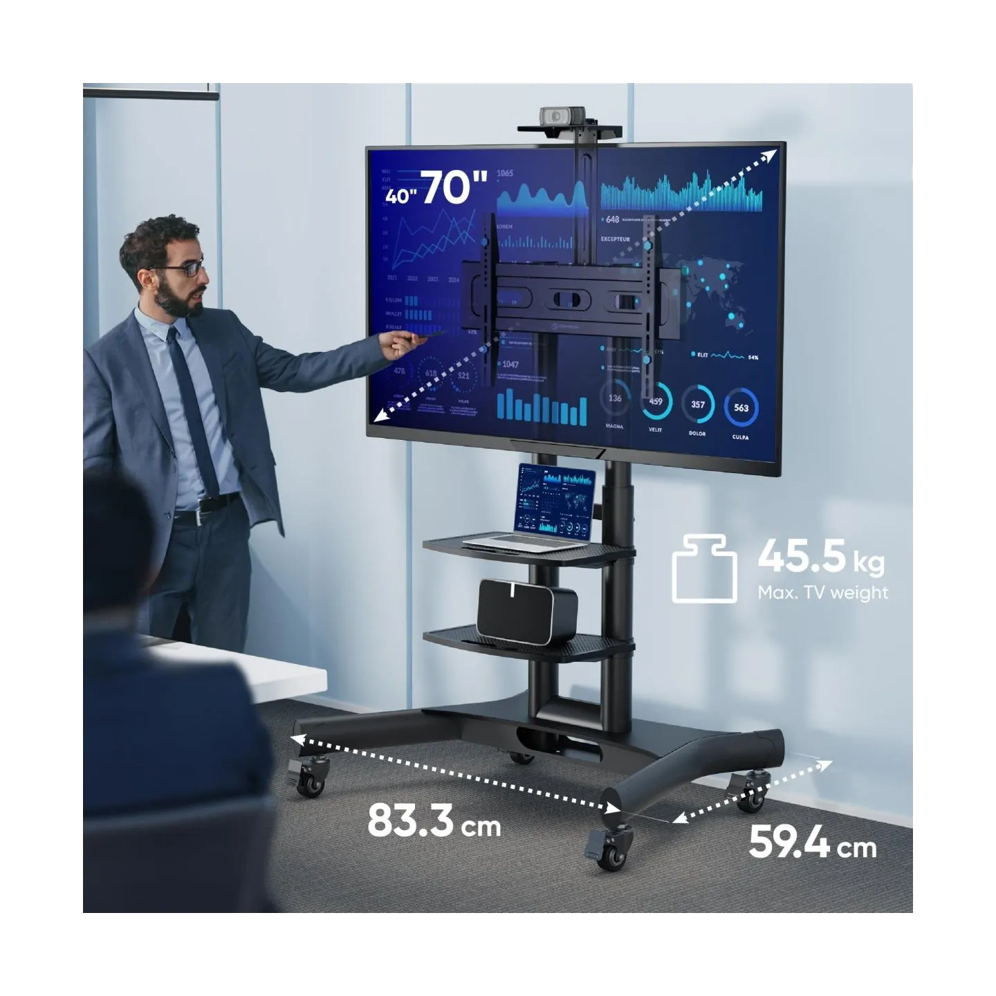 Onkron TV SET ACC MOBILE STAND/40-70"/BLACK TS1552-B ONKRON