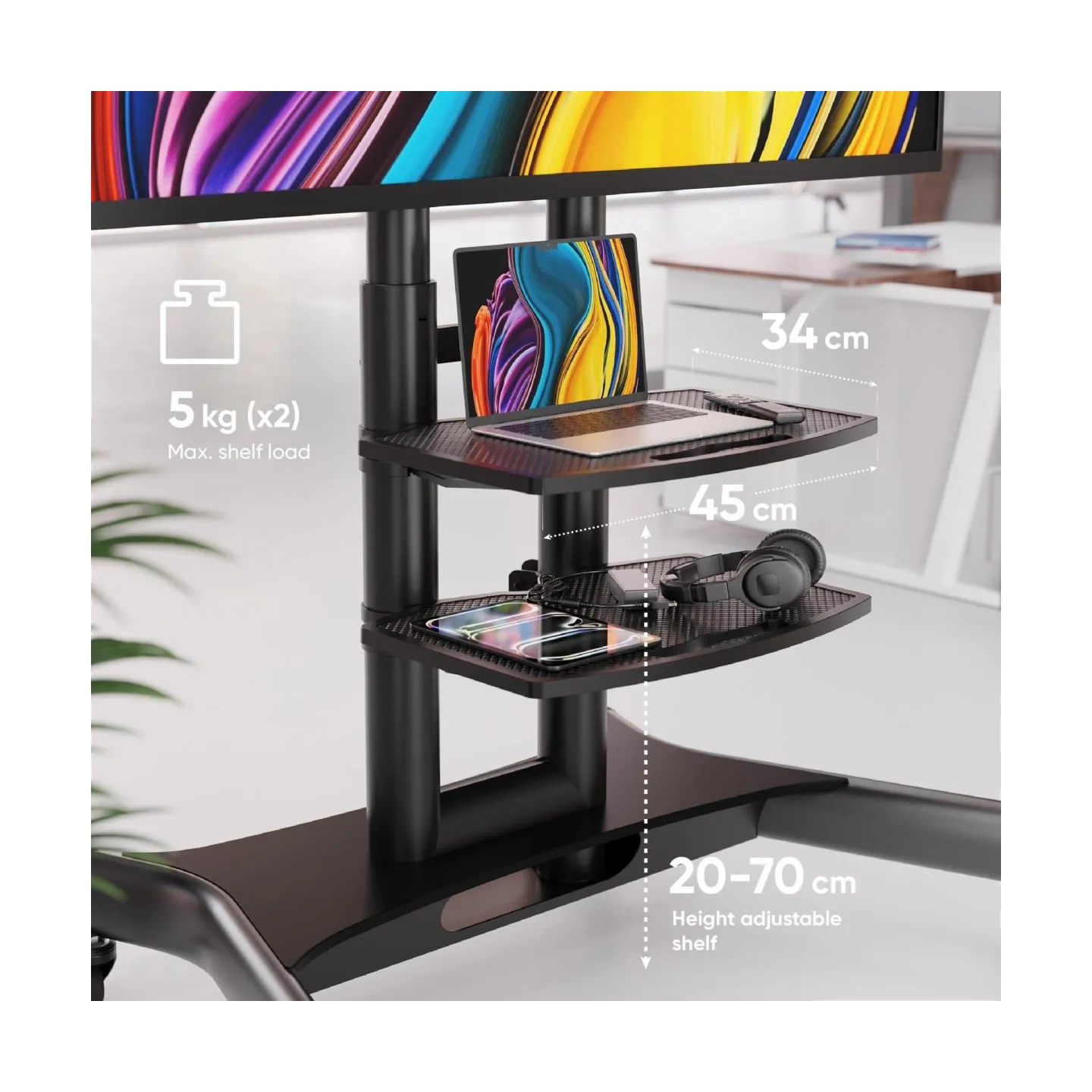 Onkron TV SET ACC MOBILE STAND/40-70"/BLACK TS1552-B ONKRON