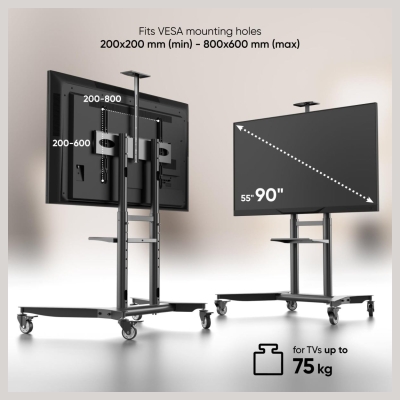 Onkron TV SET ACC MOBILE STAND/55-90"/BLACK TS1871-B ONKRON