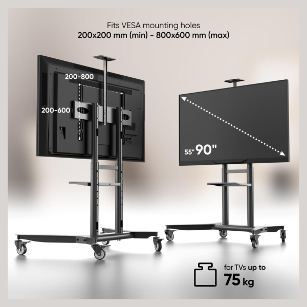 Onkron TV SET ACC MOBILE STAND/55-90"/BLACK TS1871-B ONKRON