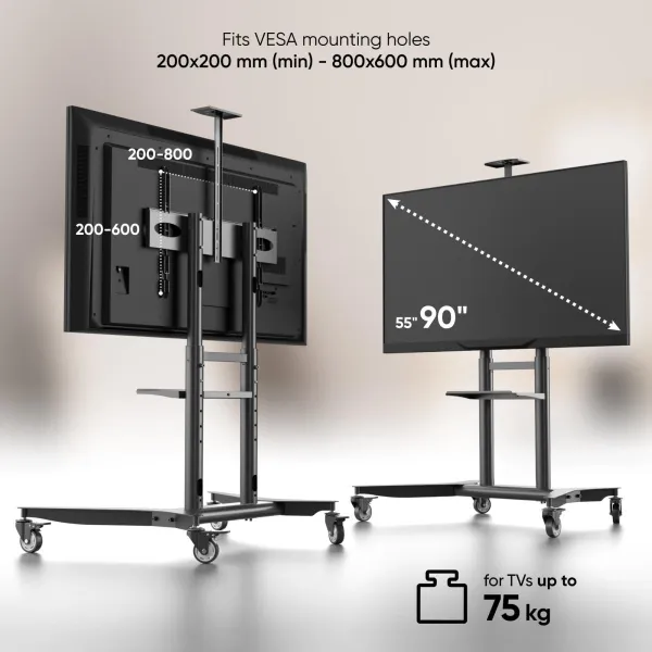Onkron TV SET ACC MOBILE STAND/55-90"/BLACK TS1871-B ONKRON