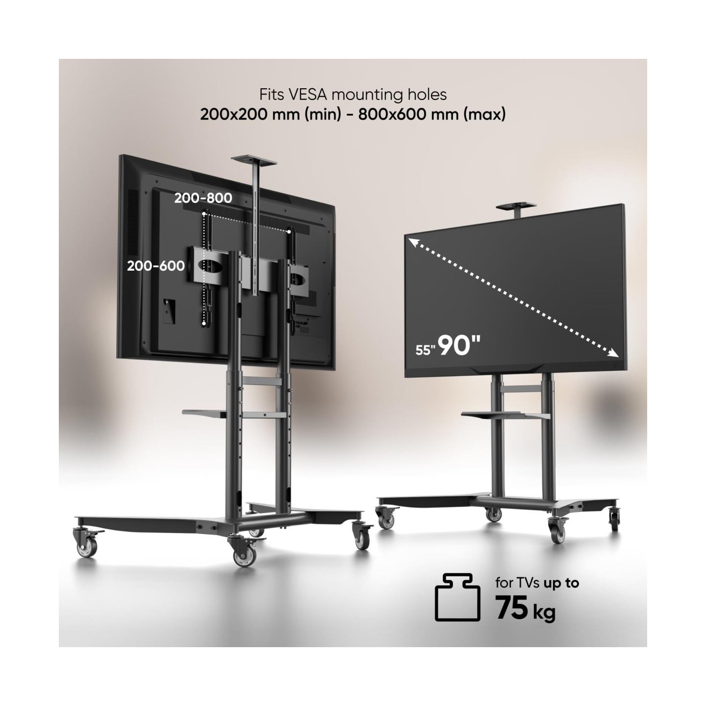Onkron TV SET ACC MOBILE STAND/55-90"/BLACK TS1871-B ONKRON