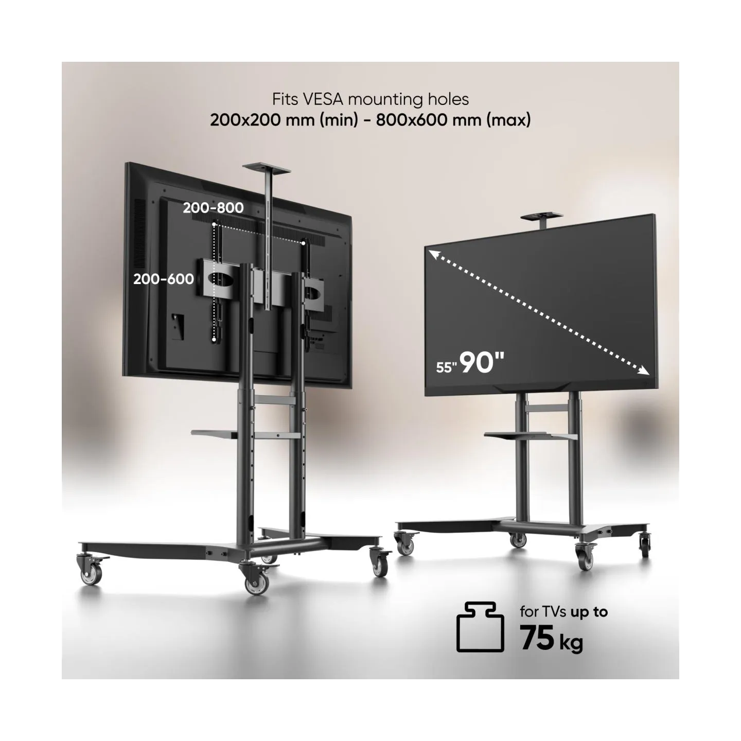 Onkron TV SET ACC MOBILE STAND/55-90"/BLACK TS1871-B ONKRON