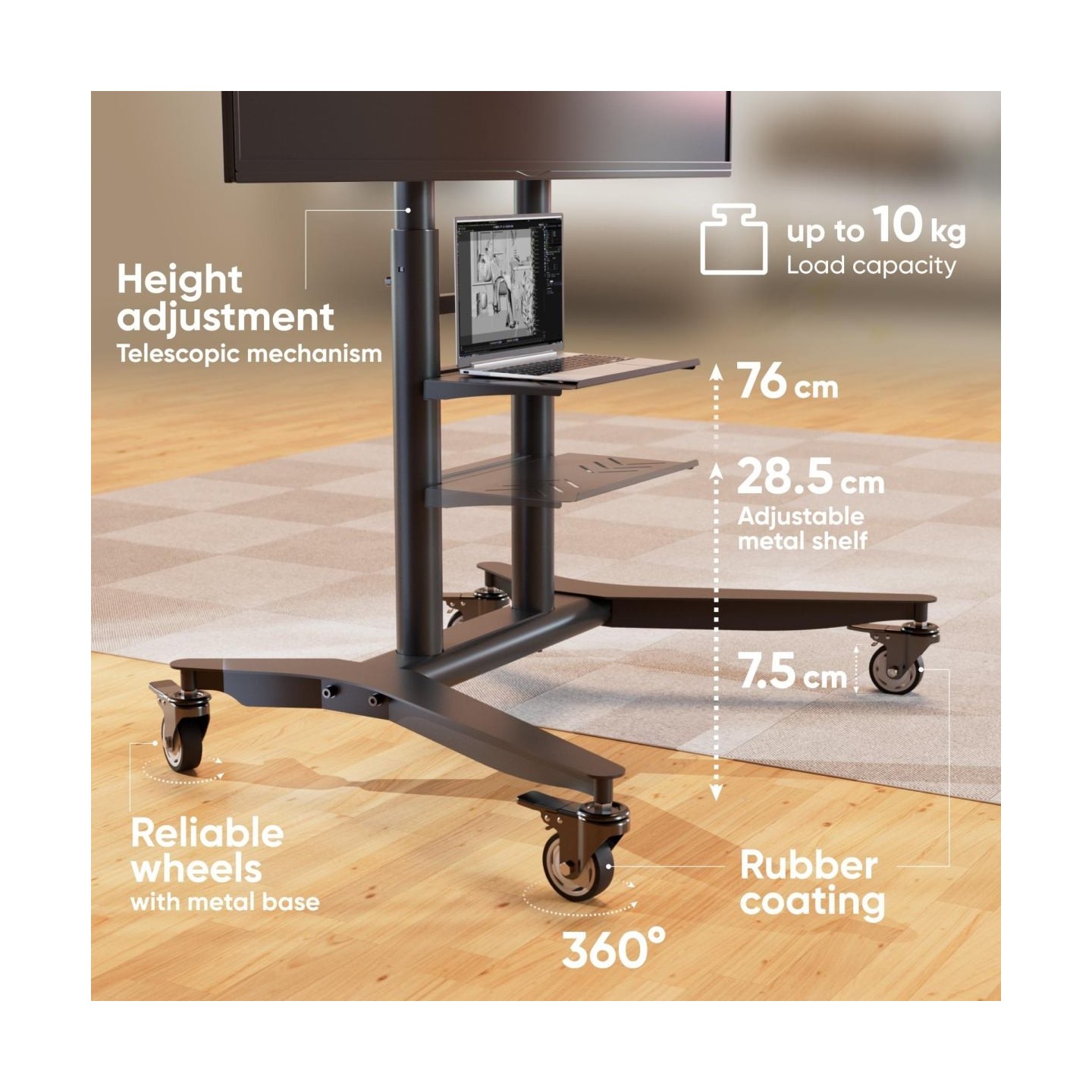 Onkron TV SET ACC MOBILE STAND/55-90"/BLACK TS1871-B ONKRON