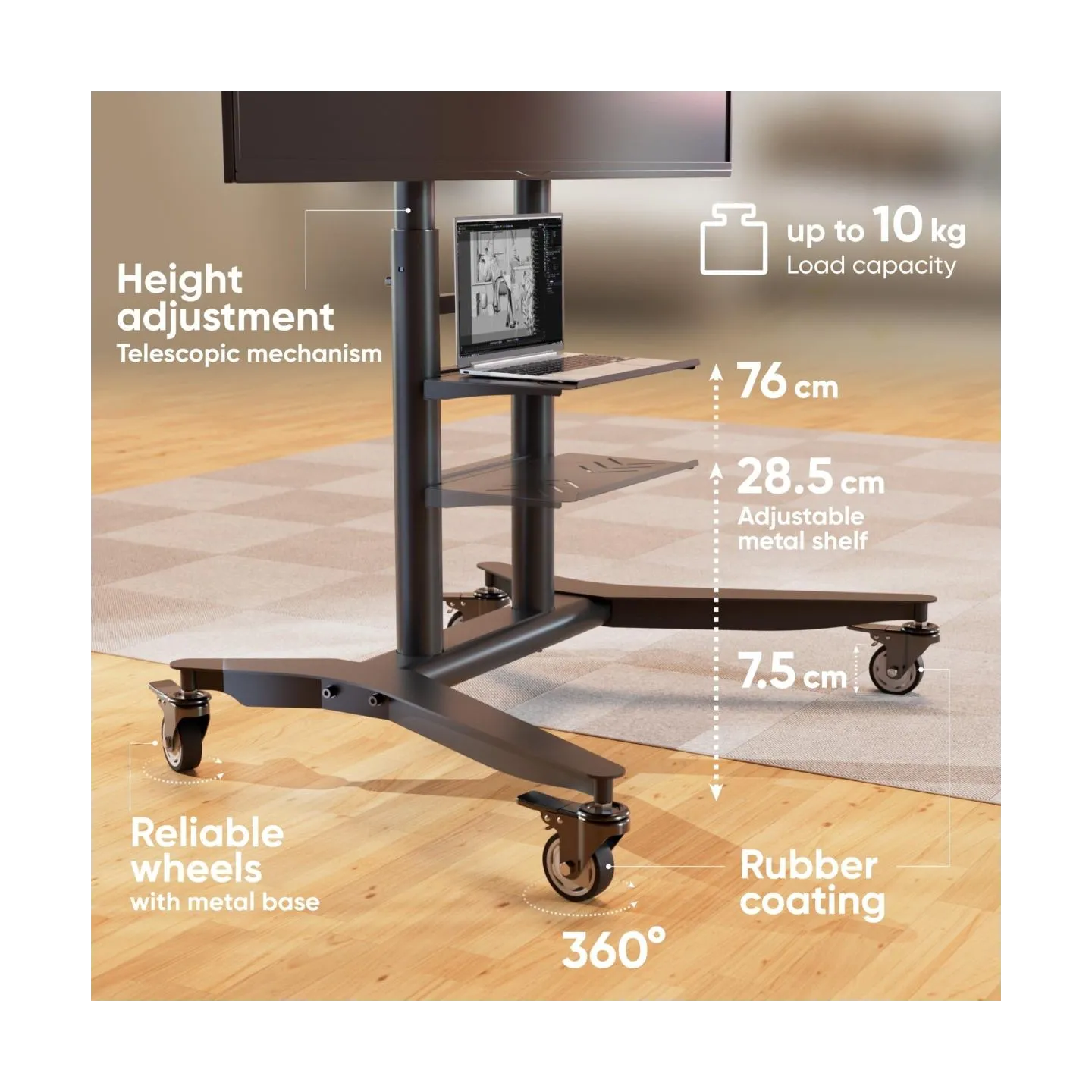 Onkron TV SET ACC MOBILE STAND/55-90"/BLACK TS1871-B ONKRON