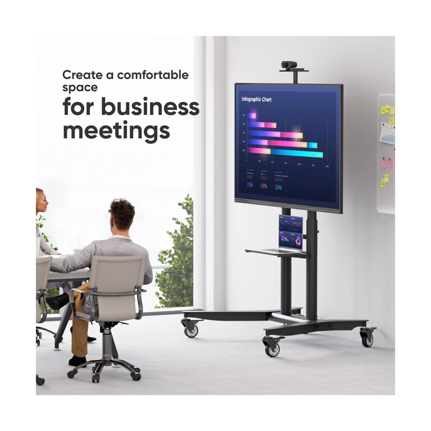 Onkron TV SET ACC MOBILE STAND/55-90"/BLACK TS1871-B ONKRON