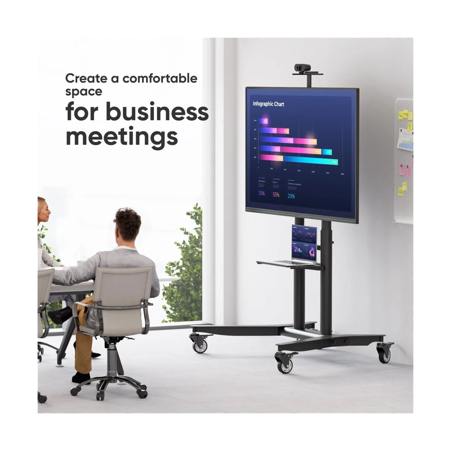 Onkron TV SET ACC MOBILE STAND/55-90"/BLACK TS1871-B ONKRON