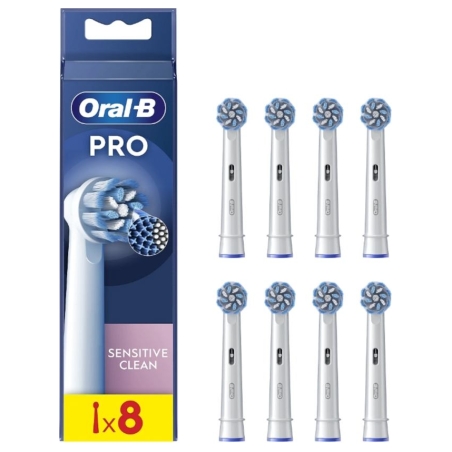Oral-B | Replaceable toothbrush heads | EB60X-8 Sensitive Clean Pro | Heads | For adults | Number of brush heads included 8 | Wh