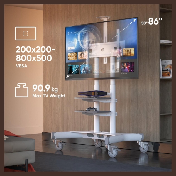 Onkron TV SET ACC MOBILE STAND/50-86"/WHITE TS1881-W ONKRON