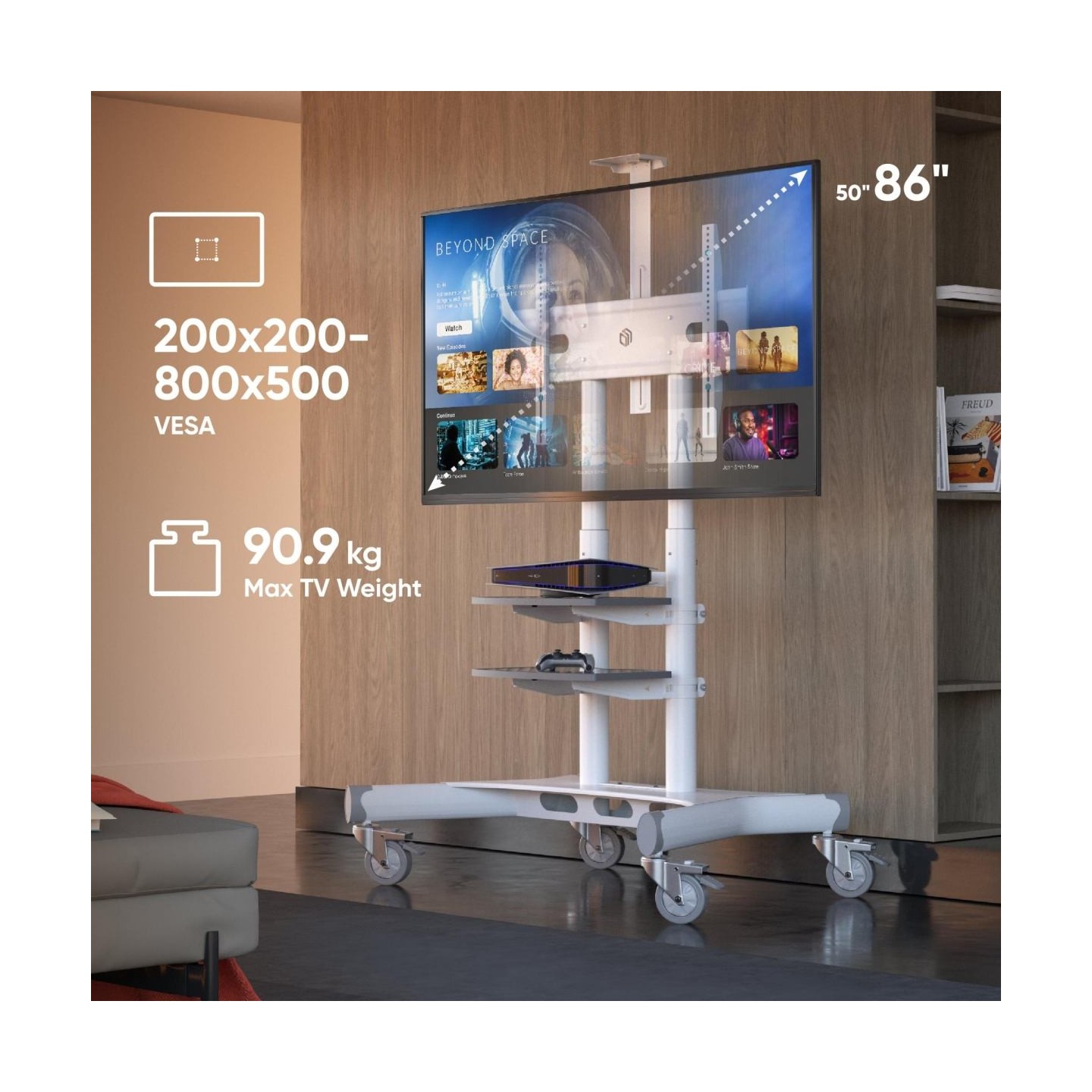 Onkron TV SET ACC MOBILE STAND/50-86"/WHITE TS1881-W ONKRON