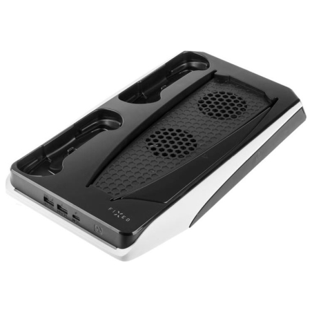 Fixed Multifunctional Station for PlayStation 5 with Cooling and Charging for two DualSense Controllers | FIXPS5-MCS-BW