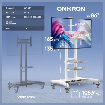 Onkron TV SET ACC MOBILE STAND/50-86"/WHITE TS1881-W ONKRON