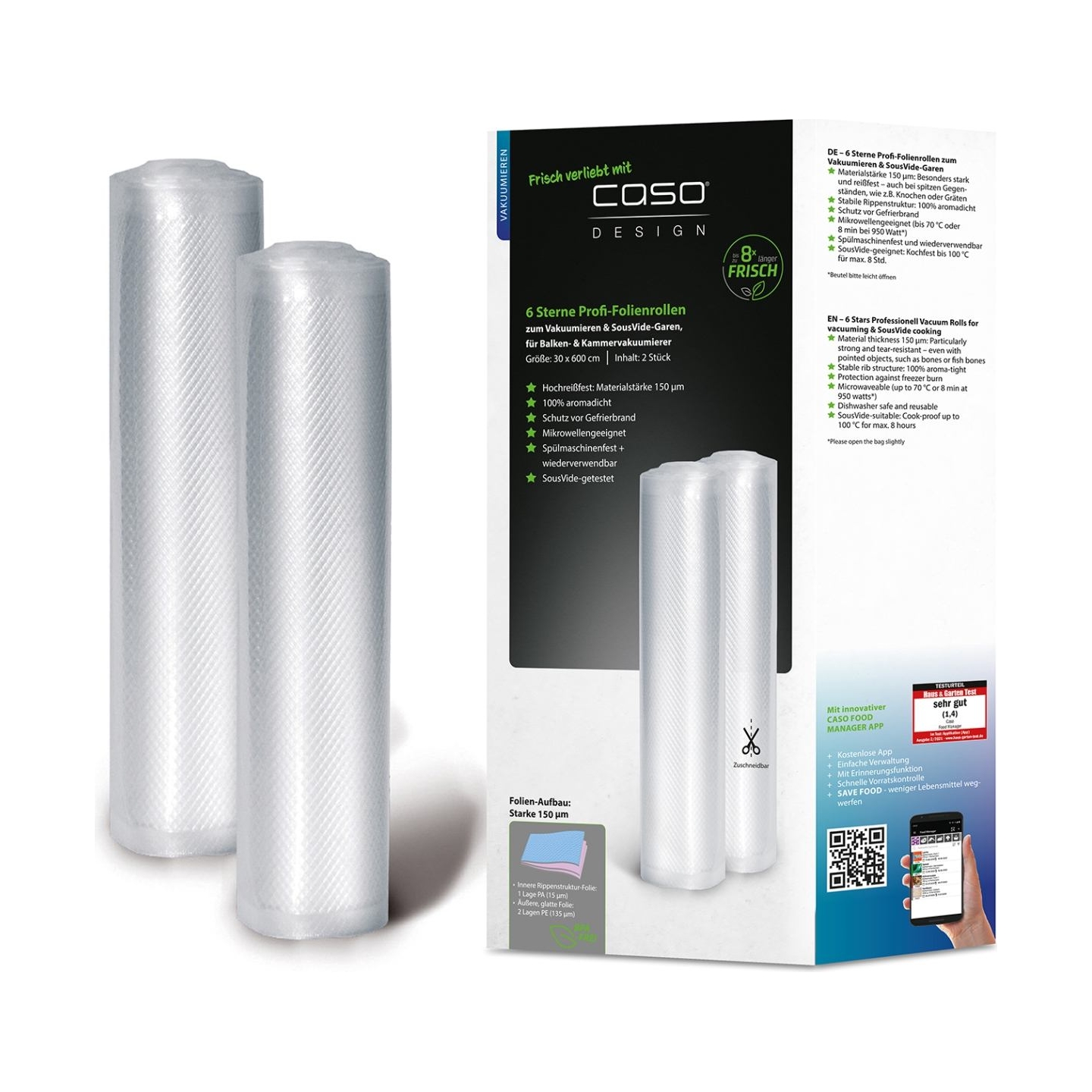 Caso | Vacuum Rolls | 01248 | 2 pcs | Dimensions (W x L) 30 x 600 cm | Transparent